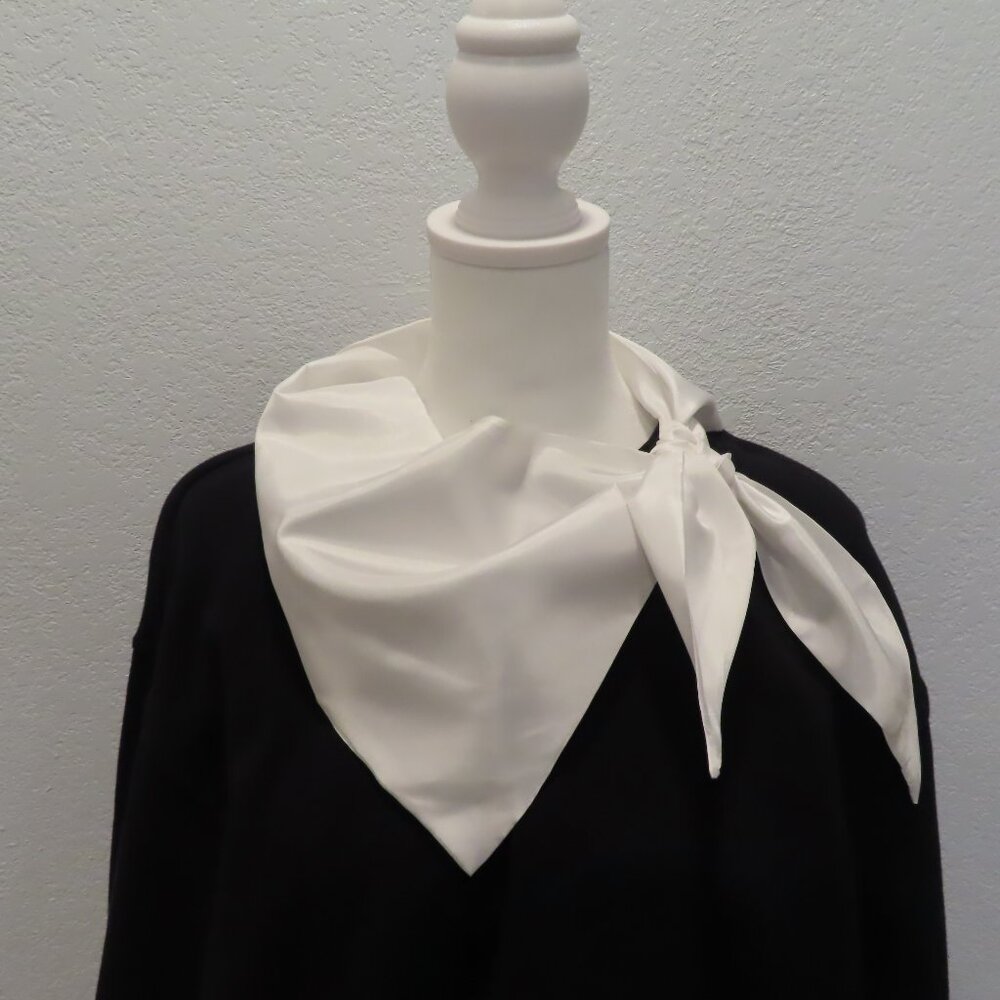 New Z Neck Scarf. Cream Satin Tie Scarf. Light Fabric. Handmade